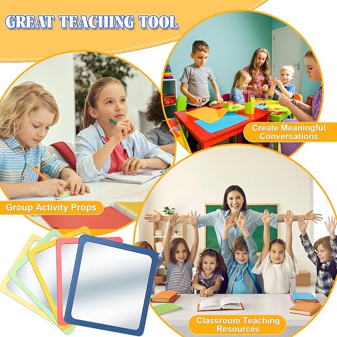 10 Pcs Small Mirrors for Craft 6 x 6 Mirror for Kid,Hippie Colors | Shatterproof Mirrors in Bulk for Kids for Baby School Classroom Craft Chick Bird Brooders Grow out Pens