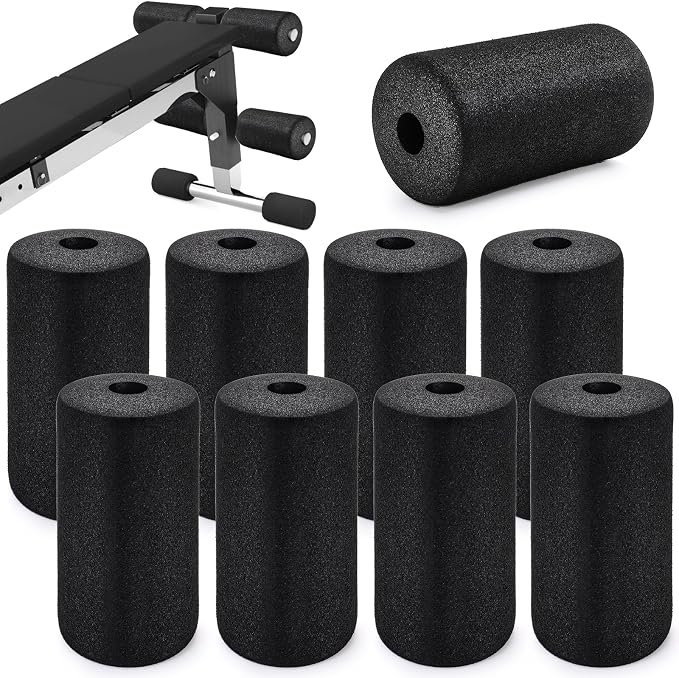 WRINGKIT 8 Pack Foot Foam Pads Rollers, Machine Leg Foam Roller, Fits 1" Tube, Buffer Tube Cover, Roller Pad for Leg Extension Weight Bench Inversion Gym Equipment Replacement