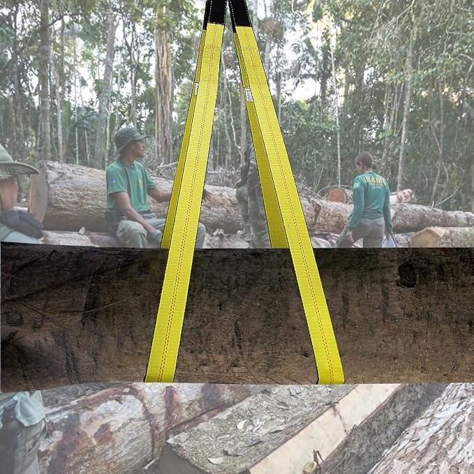 Lift Sling Straps 10'x2 15,000 Pound Capacity 2-Pack Heavy Duty Lifting Slings Web Sling Tree Saver Recovery Strap Web Sling Winch Strap Yellow