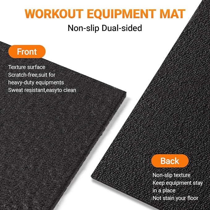 Treadmill Mat 55"x24",Anti-Slip Treadmill Pad for Home Gym | High-Density PVC Floor Protector，Easy to Roll & Store, Vibration Absorbing Walking Pad Mat for Treadmill
