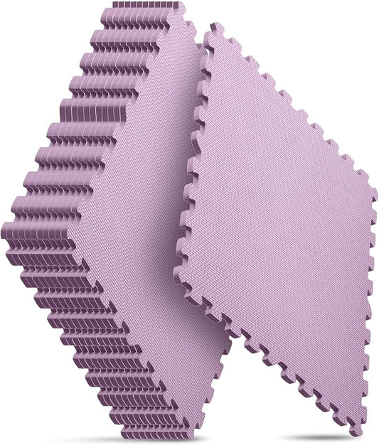 12 Pack 48 sqft Home Gym Mat, Puzzle Exercise Mat, EVA Interlocking Foam Floor Tiles for Home Workout Equipment and Kids' Play Areas - Blue, 24 in x 24 in x ½ in - (Pink, 12 Pack (48 SQ FT))