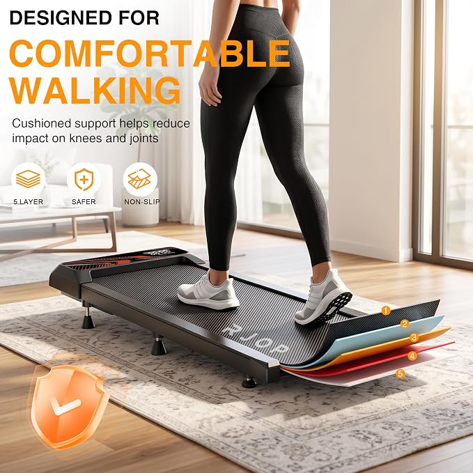 RJOP 2.5HP Walking Mat with Incline Pad, Under Desk Treadmill for Home Gym | Walking Running Pad with Remote, 3 in 1 Low Noise Small Mini Portable Treadmill with LED Screen, 270lbs Capacity