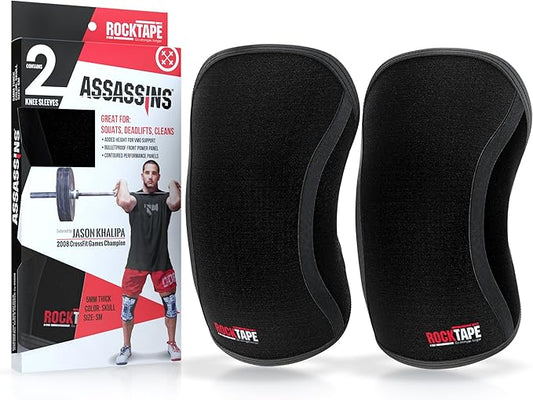 Rocktape Assassins Knee Compression Sleeves, Knee Brace for Weightlifting, Cross Training & Working Out - Reduce Strain & Swelling (2 Sleeves)