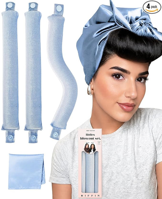 Littles Heatless Curls Overnight Rods No Heat Hair Curlers to Sleep in Foam Soft Hair Rollers for Short & Long Hair Blowout Look, Heatless Flexible Curling Rod Set with Satin Wrap for Sleeping