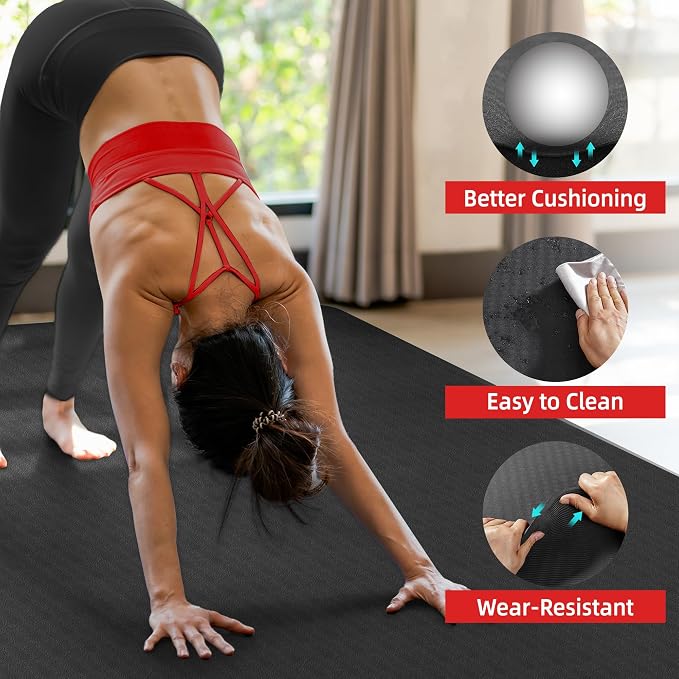 Extra Large Yoga Mat – 72"x48" or 78"x57", 1/4"–1/2" Thick Mat for Women & Men, TPE Non-Slip Pilates Mat for Home Gym, Yoga, Stretching, Meditation