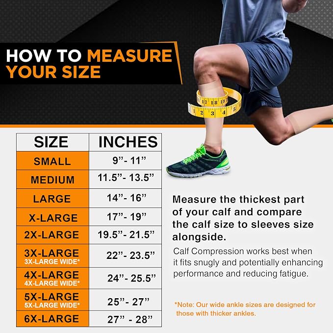 Doc Miller Compression Calf Sleeve for Men & Women, 20-30mmHg | Graduated Support for Running, Shin Splints, Calf Strain, Knee High, Small to 6XL Plus Size