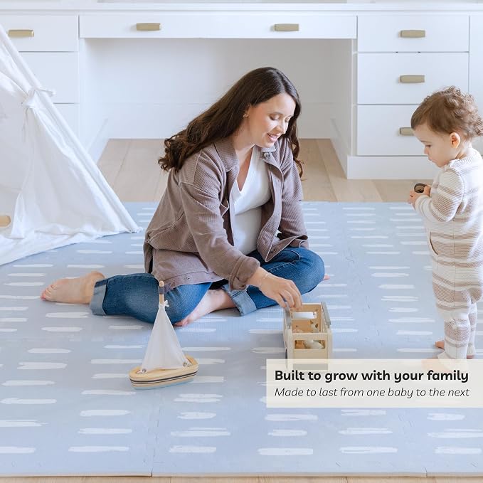 Little Landings Baby Play Mat for Floor - Shoreline (6x8ft) - Premium EVA Foam Play Mat for Babies & Toddlers (Ages 0-5+) Non-Toxic Playmat for Tummy Time, Crawling & Playroom - Stylish & Comfortable