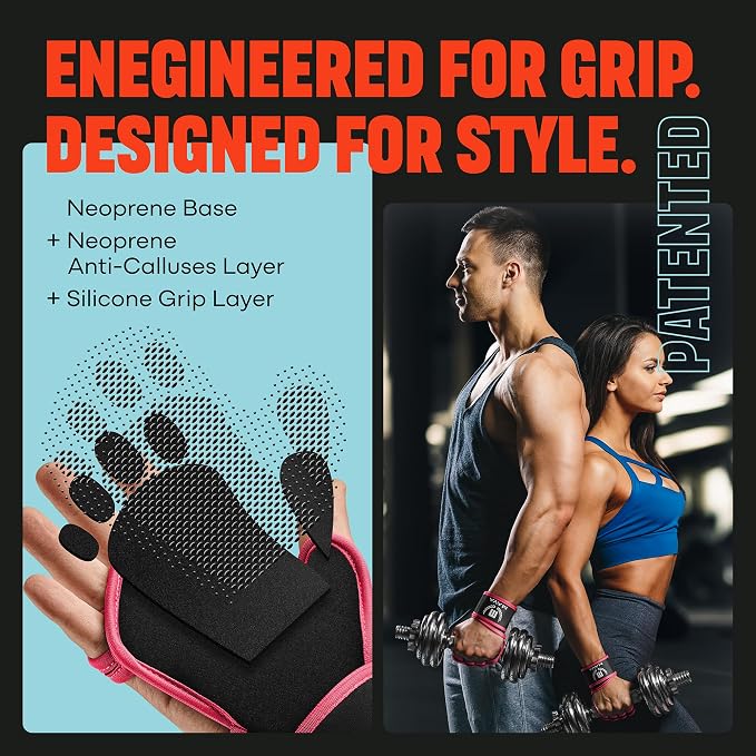 Mava Sports Open Gym Gloves with Integrated Wrist Support – Padded Weight Lifting Gloves for Men & Women – Silicone Grip Fingerless Workout Gloves for Cross Training & Fitness – 1 Pair