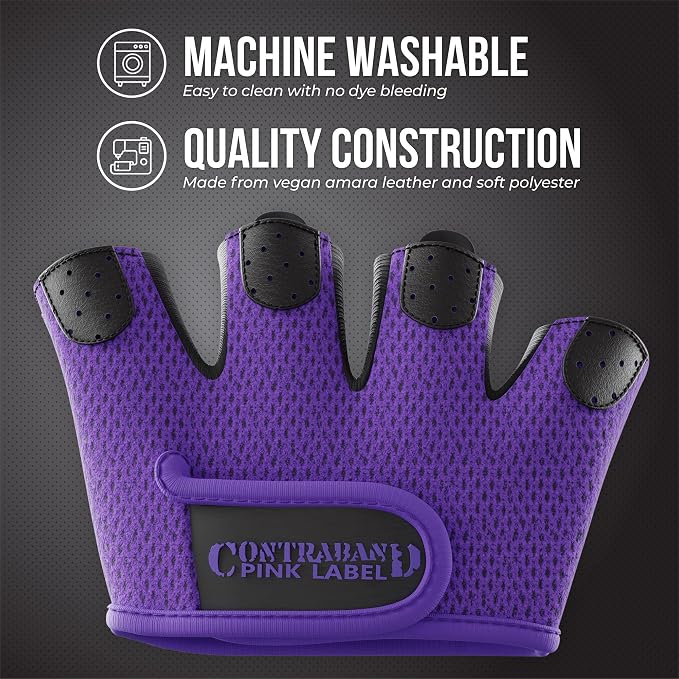 Contraband Pink Label 5537 Womens Micro Weight Lifting Gloves w/Grip-Lock Silicone Padding (Pair) - Minimalist Half Gloves - Apple Watch Friendly