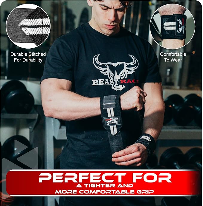 Wrist Wraps for Weightlifting - Adjustable Lifting Straps With Thumb Loop for Enhanced Gym Support, Powerlifting, Bodybuilding and Workout