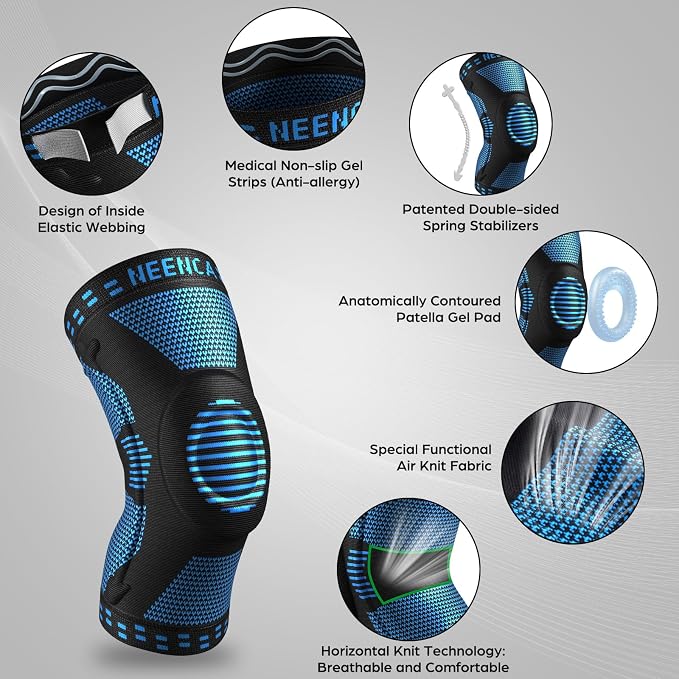 NEENCA Professional Knee Brace, Medical Knee Support for Women & Men Relief | Patented Patella Gel Pad & Side Stabilizers, Compression Sleeve for Knee Pain, Swelling, ACL, PCL, Arthritis, Sports, Workout