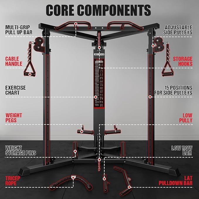 CC01 Cable Crossover Machine with High and Low Pulley System, Functional Trainer with Pull Up Bars and Optional Bundle, Cable Machine for Home Gym Power Workout