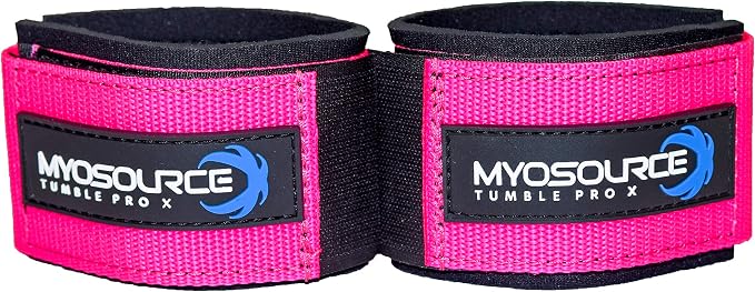 Tumble Pro X Ankle Straps Kit – Cheerleading Standing Tumbling Equipment, Gymnastics Backhandspring Trainer – Includes Flexibility Stunt Stretch Strap – Blue, Pink, Purple