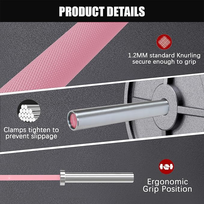PROOFGOLD 6.6ft Olympic Barbell Bar,35Lb(15kg) Womens Barbell,Bench Press Bar for Squats and Deadlifts,2 Inch Olympic Weight Bar for Home Gym,500LB/700LB