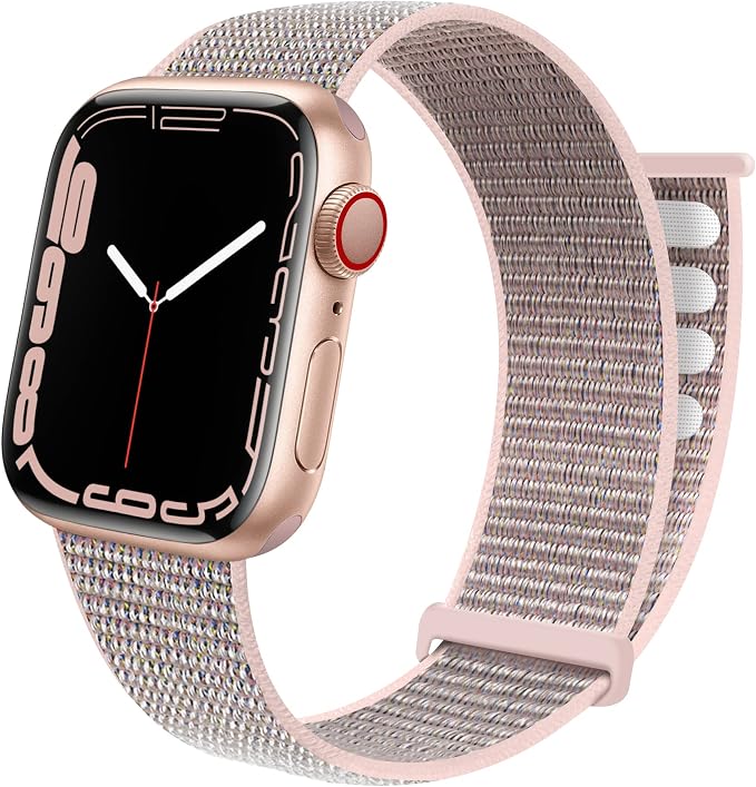 Sport Loop Band Compatible with Apple Watch Band 38mm 40mm 42mm 44mm iWatch Series 6 5 SE 4 3 2 1 Strap, Nylon Velcro Women Men Stretchy Elastic Braided Adjustable Wristband, 38mm 40mm Pink Sand | Braided Nylon Band for Apple Watch 38mm 40mm, Adjustabl...