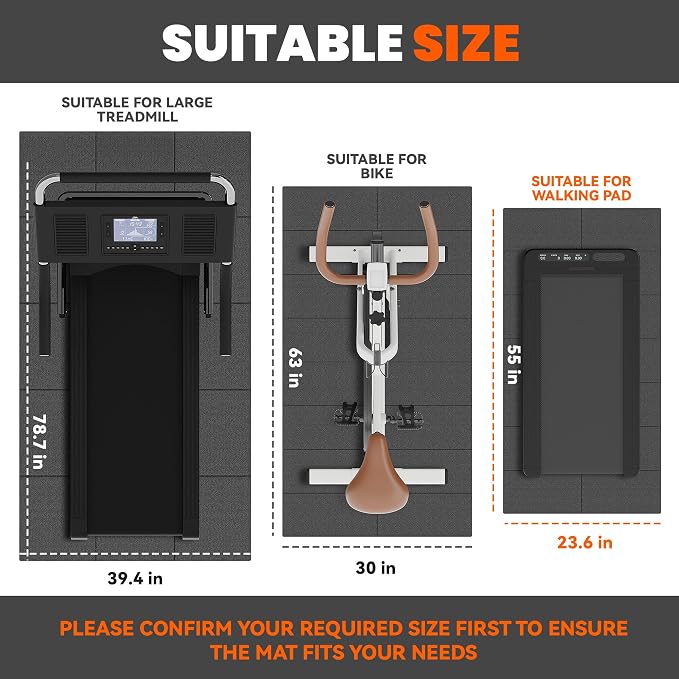 Stepwaver Walking Pad Mat, Treadmill Mat for Carpet & Hardwood Floors | High Density, 1/4 Thickness, Foldable, Floor Protection for Bike, Elliptical, Treadmill, Walking Pad
