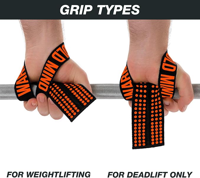 WARM BODY COLD MIND V1 Lifting Wrist Straps for Olympic Weightlifting - Rated at 660 lb - Hand Wraps for Powerlifting, Weight Lifting, Bodybuilding Functional/Cross Training, Deadlift Gym Bar, Cotton