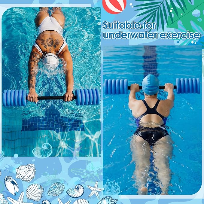 Soulchen Long Aquatic Exercise Dumbbells Pool Exercise Foam Water Weights Dumbbell Aquatic Pool Barbells with High Density EVA Foam for Swim Water Aerobics Workouts Loss