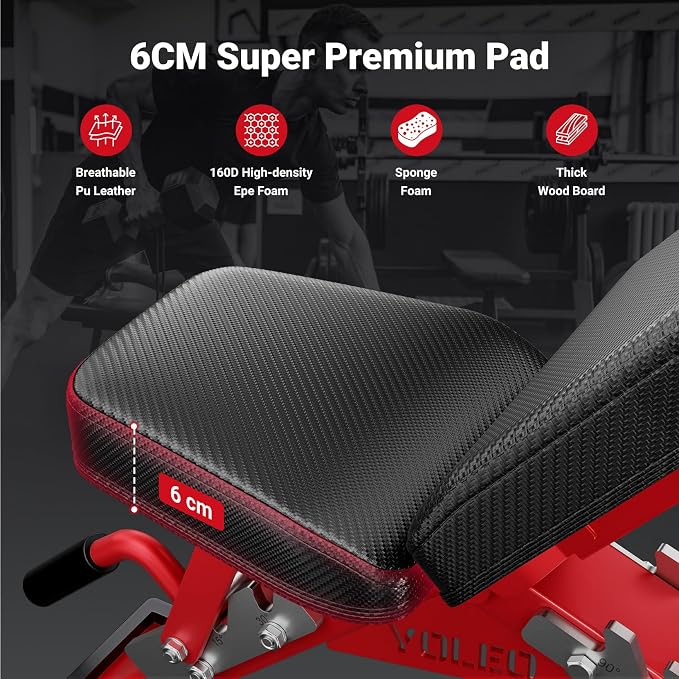 YOLEO Commercial Adjustable Weight Bench 2315LB ASTM Certified – 80% Pre-Assembled Heavy Duty Workout Bench for Home Gym