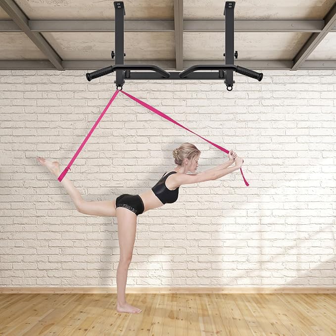 SELEWARE Heavy Duty Welded Pull Up Bar Wall/Joist/Ceiling Mount Chin Up Bar | Multifunctional Pull-up Bars w/Resistance Band Hooks for Home Gym Strength Training, Sturdy Steel Construction Support 500 lb