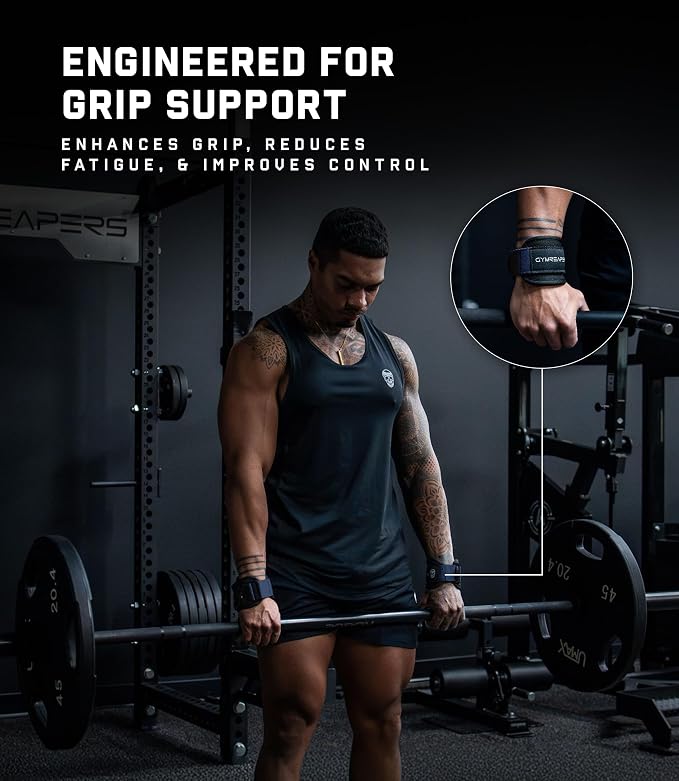Gymreapers GripLink Lifting Straps – Heavy Duty D-Ring Weight Lifting Wrist Straps with Anti-Slip Silicone Grip Beads, Adjustable Support for Deadlifts, Powerlifting, Cable Machines & Gym Training