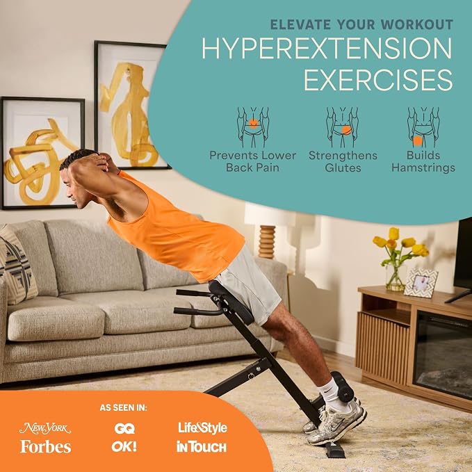 Lifepro SculptTrainer Roman Chair – 20+ Exercises, Foldable, 330 lb Cap | Hyperextension, hip thrusts, sit-ups & back extensions, 10 height positions, padded seat + dual rollers, alloy steel
