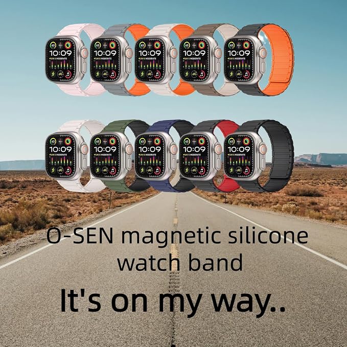 Magnetic Band Compatible with Apple Watch Ultra 3/2/1 Band for Men 38mm 40mm 41mm 42mm, Silicone Sport Waterproof Loop Strap Magnet Link for iWatch Series SE 11 10 9 8 7 6 5 4 3 2 1