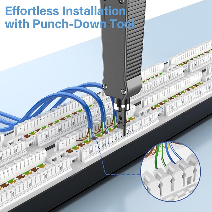 Jadaol 48 Port Patch Panel 10Gbps Rackmount Punch Down Network Panel | 110 IDC, 50μ Gold Plated RJ45 Contacts, PoE/PoE+/PoE++ Compatible, Cat6 2U RJ45 Ethernet Panel for 19-inch Racks/Cabinets