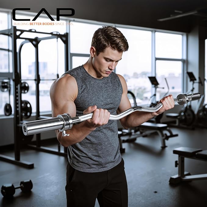 CAP 47" Olympic EZ Curl Bar | Heavy Duty Solid Steel, 200 lb Capacity