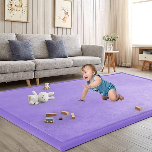 Baby Play Mat for Floor Nursery Muscle Area Rug Playroom Rug 47"x47" Elastic Foam 1.3" Thick Crawling Mat for Babies,Toddlers, Infants,Kids(Lavender)