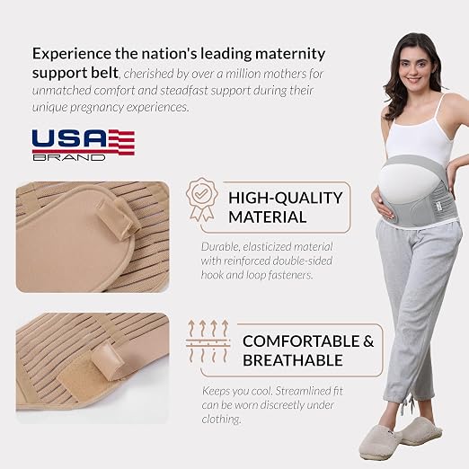 NeoTech Care Pregnancy Belly Band, Maternity Belt, for Pregnancy Belly Support, Back/Pelvic Support (Size L, Grey Color)