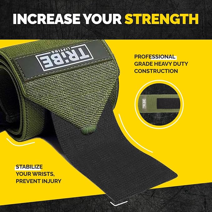 21-Inch Wrist Wraps and 24-Inch Lifting Straps Set for Weightlifting | Heavy-duty wrist support wraps, anti-slip silicone grip straps with padded loops, reinforced stitching for heavy lifts