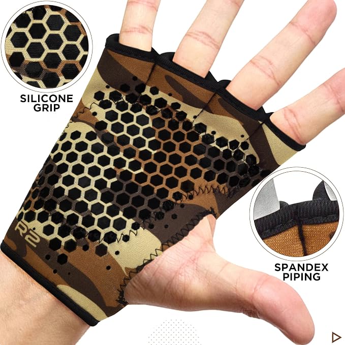 RDX Weight Lifting Gloves Grips, Gym Fitness Workout, Anti Slip Ventilated Open Back Gripper, Strength Training HIIT Exercise Deadlift, Men Women Cycling Rowing Climbing Hanging Pull Ups Gymnastics