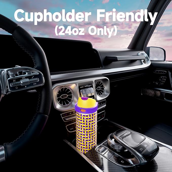 24 oz Insulated Water Bottle with Straw: Meoky Stainless Steel Water Bottle with Holder and Strap - Leak Proof, Cold for 24 Hours, Fits in Car Cup Holder, BPA-Free for Travel Sports Gym, Optic Wave