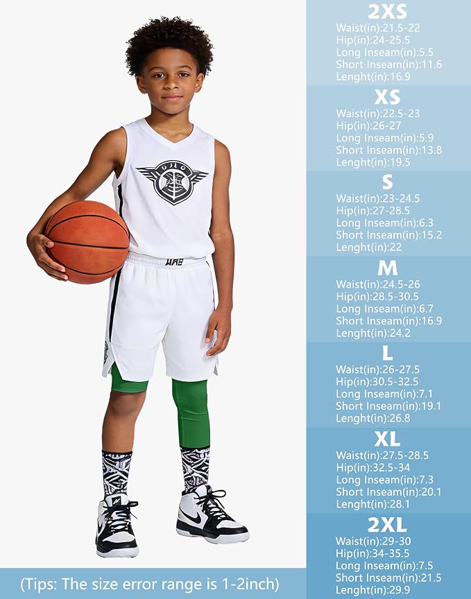 MIVEI One Leg Compression Tights Youth Boys Basketball Leg Sleeve | Kids Compression Pants Girls' Single Leg Tights 3/4 Leggings for Baseball Softball Soccer Running Football, Sports Base Layer