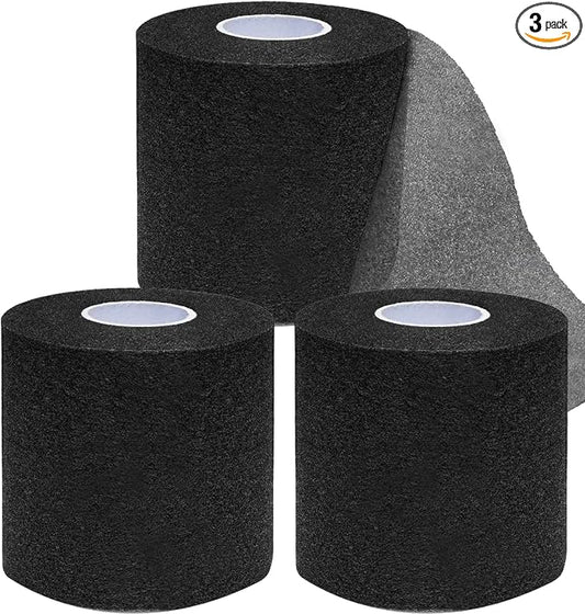 ADMITRY Pre Wrap Tape Athletic,3 Rolls X 22 Yards Black Prewrap | Headbands for Hair,Foam Underwrap Sports Wrap