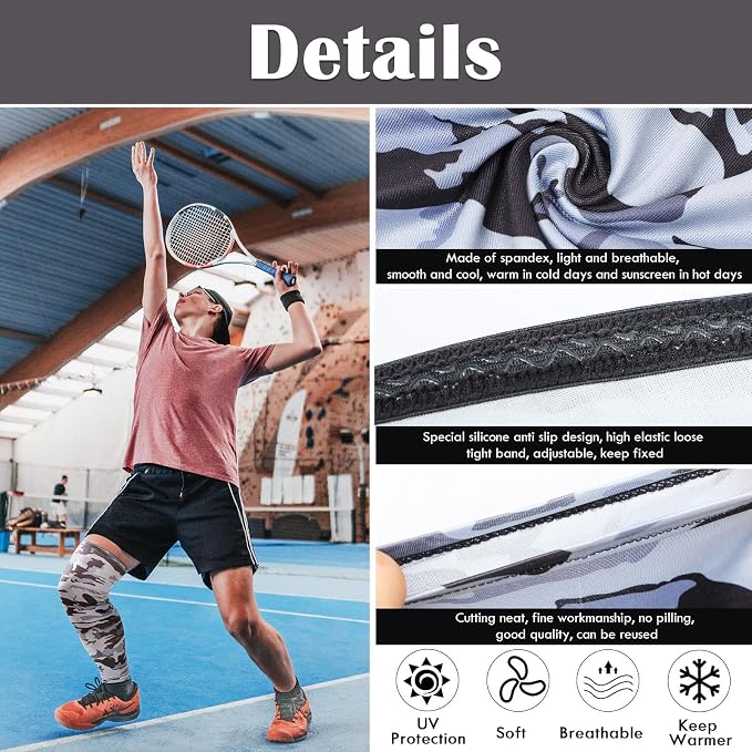 Tatuo Leg Sleeves Compression Long Knee Sleeve UV Protect for Men Women Sport Basketball Football