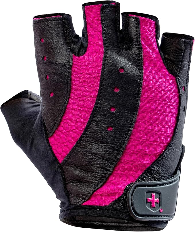 Harbinger Women's Pro Gloves with Vented Cushioned Leather Palm for Weightlifting, Training, Fitness, and Gym Workouts