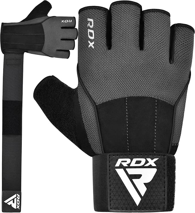 RDX Workout Gloves, 15-Inch Long Support Strap Anti Slip Palm Protection with 3 Wrist Alignment Plates, Powerlifting Deadlifting Bodybuilding Gym Fitness, Weight Lifting Exercise Training, Men Women