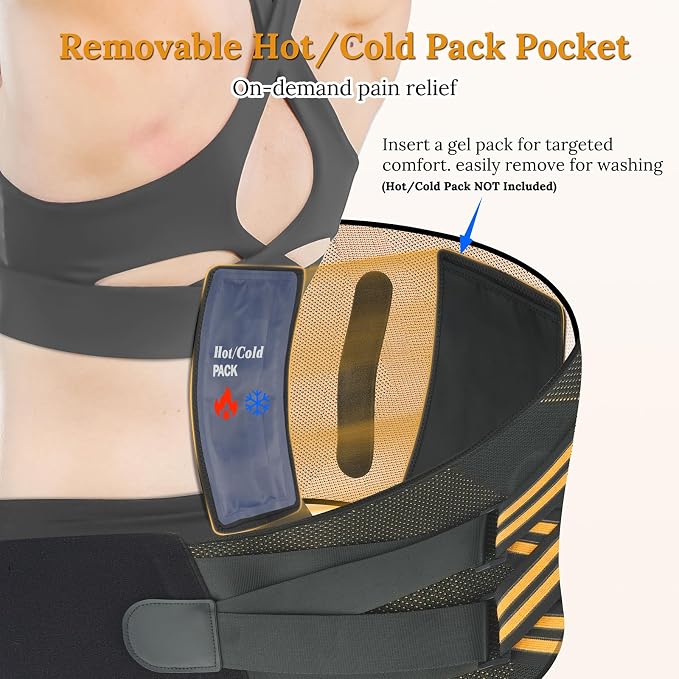 JIUFENTIAN Copper Lower Back Brace for Men and Women, 2X-Large | Removable Dual Spine Rods & Therapy Pocket & Ultra Breathable-Sciatica, Scoliosis, Lower Back Pain Relief & Work Support