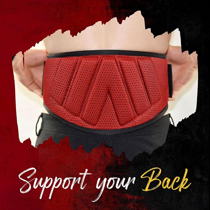 Weight lifting Belt 6 Inch Auto-Lock Curved Padded Back Lumbar Support Gym Belt for Fitness Exercise Bodybuilding Powerlifting Workouts Deadlifts Squats & Weightlifting Men Women