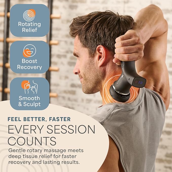 LifePro Spinergy Lymphatic Drainage Massager with 4 Rotating Heads 6 Speeds | Quiet, USB-C with Oil for Circulation Support Handheld Cellulite Massager & Body Sculpting Machine for Legs, Thighs & Stomach