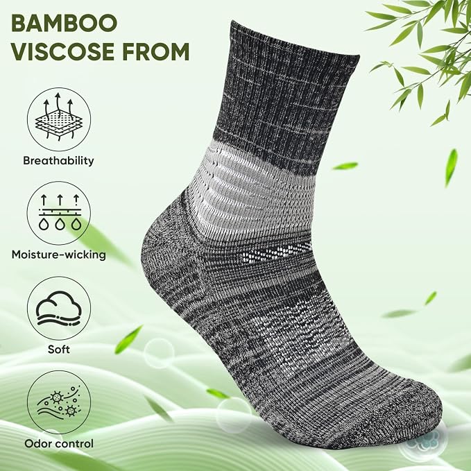 IRAMY Compression Ankle Support Crew Socks Men Women Wicking Plantar Fasciitis Relief Running Hiking Socks 3 Pairs