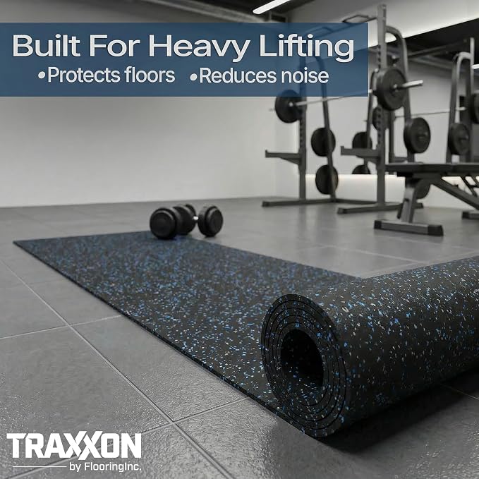 Flooring Inc's 1/4" Thick Tough Rubber Flooring Roll | Flexible Recycled Rubber Floor Mats for Home Gym | Heavy Duty Rubber Mat for Home Gyms, Sheds, Horse Stall Mat or Trailer