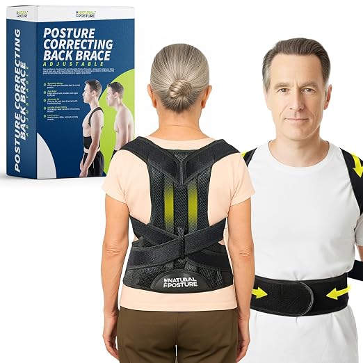 Posture Corrector for Men and Women - Lumbar Back Brace and Shoulder Straightener - Helps Provide Lower Back Support and Relief - Adjustable, Comfortable and Easy to Wear