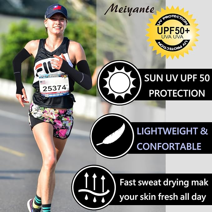 Cooling Arm Sleeves for Men & Women, UPF 50+ UV Protection | Wrist-length UPF 50+ arm sleeves for work, driving, gardening and sports; 88% nylon/12% spandex; 1 pair.