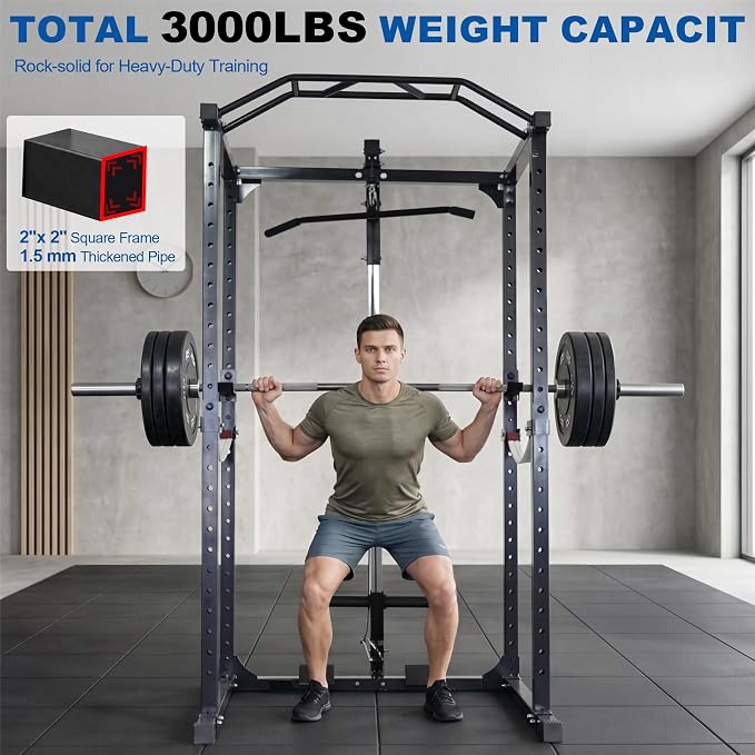 HulkFit Multifunction Heavy-Duty Power Cage Squat Rack, Home Gym,Multiple Sizes and Colors Available