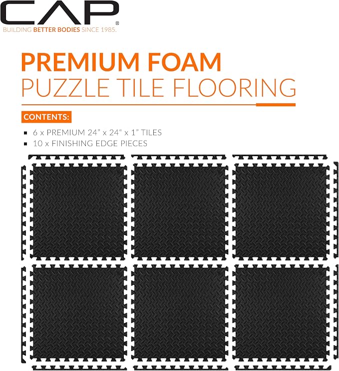 CAP Puzzle Exercise Mats | 1” Thick EVA Interlocking Foam Tiles for Home Gym Flooring | Multiple Options