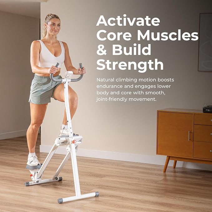 Sunny Health & Fitness Stair Stepper for Home | SunnyFit App Connection, Long Stride Length, Home Gym Exercise, Compact Foldable, Leg and Glute Training