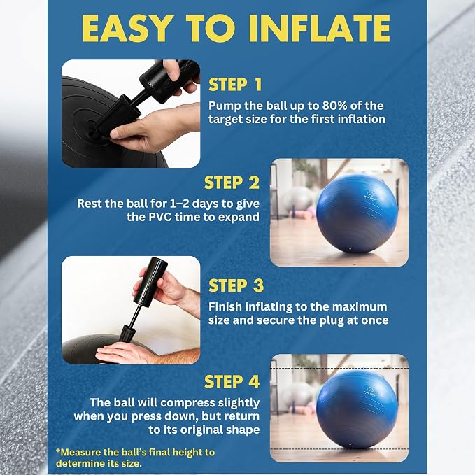 ProBody Pilates Yoga Ball - Vibrant Colors Exercise Ball | 880 lb Load, CA 10P Cert, BPA/Latex/Phthalate-free, PT & Prenatal Use, Recommended by OBs, Pump, Stability Ball
